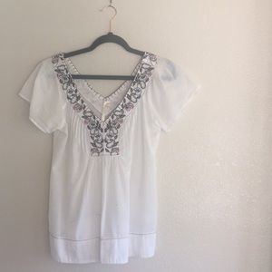 Beaded and embroidered peasants top